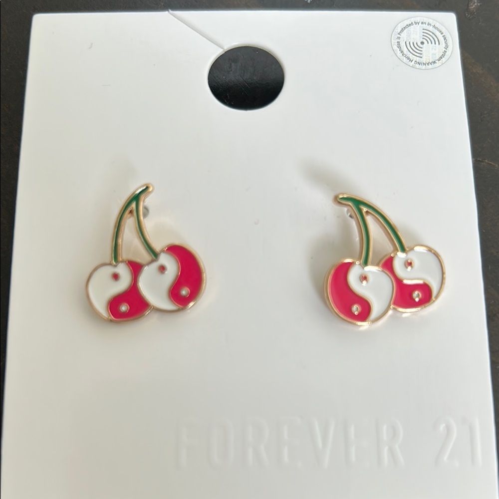 Forever 21 Red and White Cherry Earrings - Picture 4 of 4